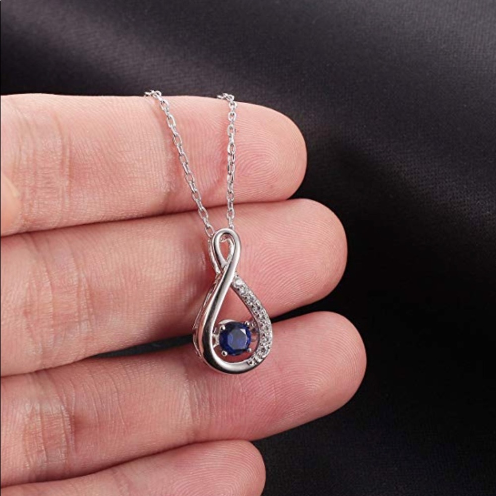 Silver Gemstone Infinity Pendent Necklace - Picture 4 of 5